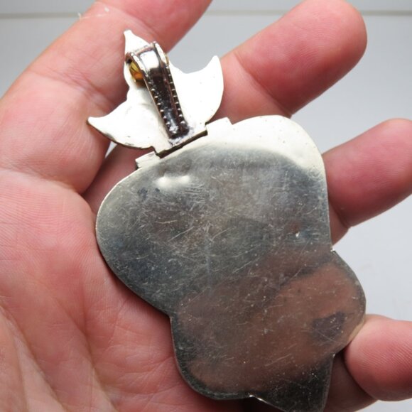 *925 Silver Antique Tibetan Coral Turquoise Pendant - Picture 4 of 8